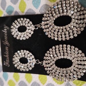 Double Oval Rhinestone Earrings